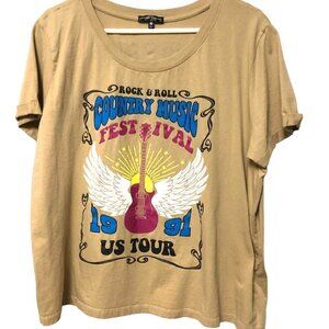 Rock & Roll Country Music Festival Graphic Tee 1991 US Tour Beige Size 2X EUC